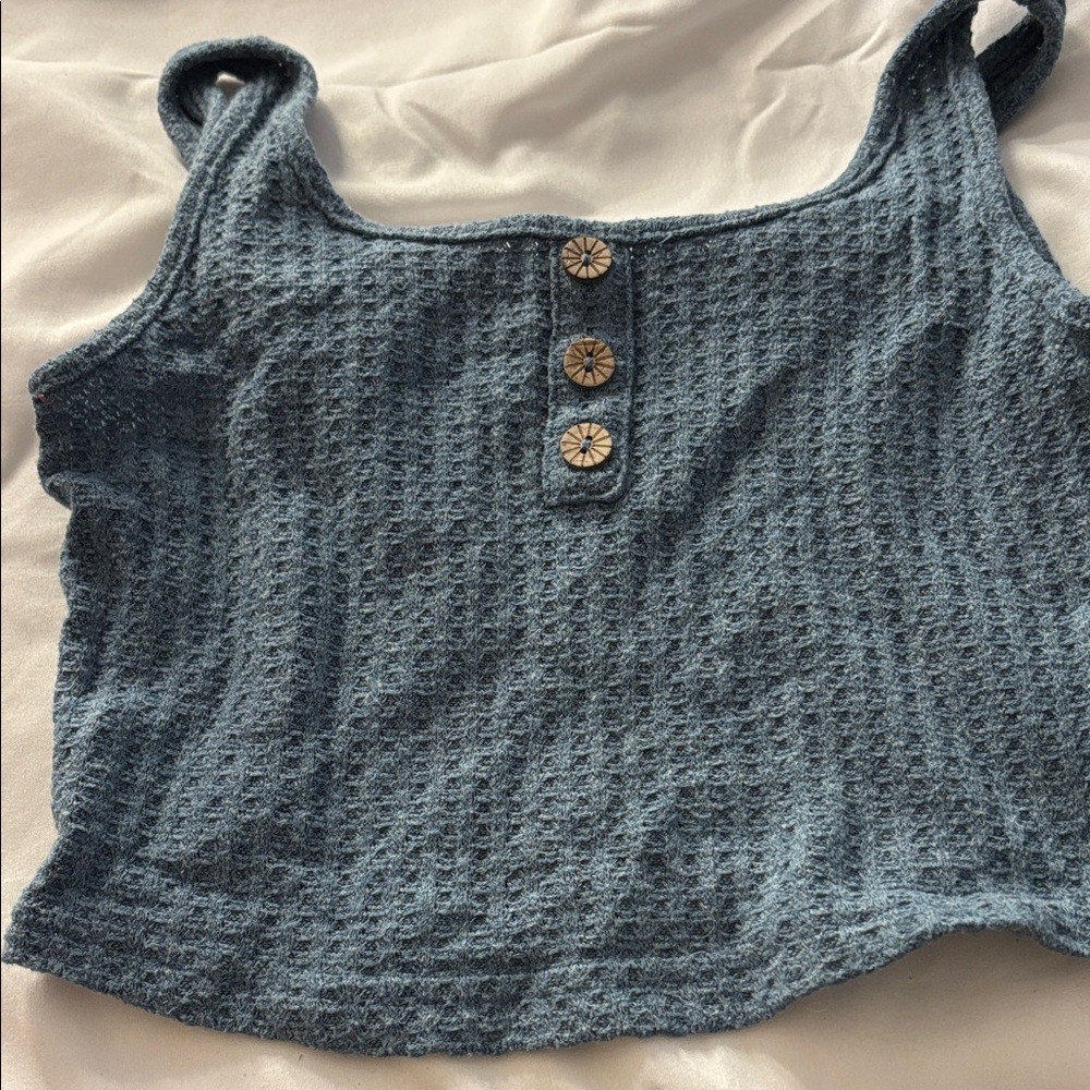 Shein Girls Blue Textured Crop Top 10-11 years